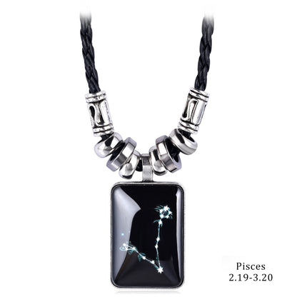 2022 Charm Pendant Necklace Galaxy Constellation Design 12 Zodiac Sign Horoscope Astrology Necklace for Women Men Resin Jewelry