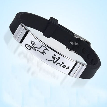 12 Zodiac Sign Bracelet for Men Women Stainless Steel Clasps Zodiac Silicone Bracelet Men Women Couple Bracelets