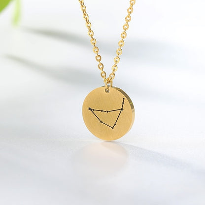 Constellation Jewelry Daisies Zodiac Necklace Women Stainless Steel Virgo Libra Scorpio Sagittarius Capricorn Aquarius Collares