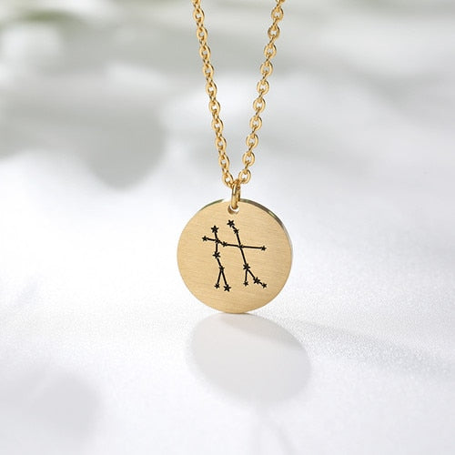 Constellation Jewelry Daisies Zodiac Necklace Women Stainless Steel Virgo Libra Scorpio Sagittarius Capricorn Aquarius Collares