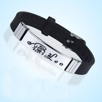 12 Zodiac Sign Bracelet for Men Women Stainless Steel Clasps Zodiac Silicone Bracelet Men Women Couple Bracelets