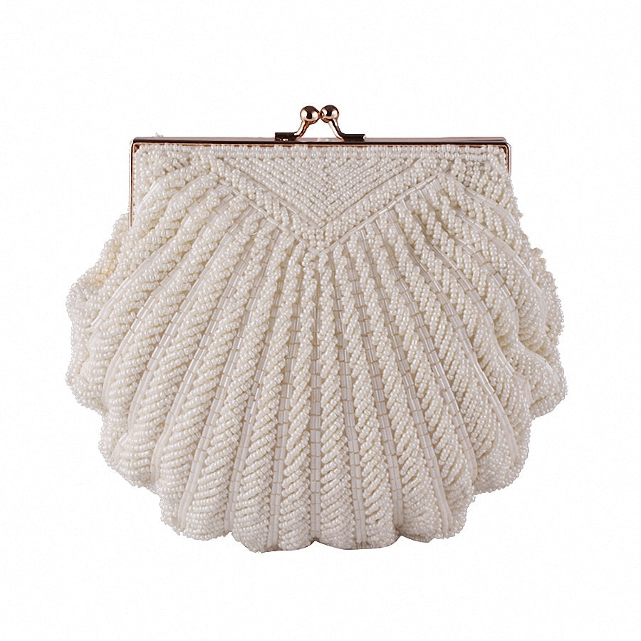 Evening Bags Women Clutch Bags Evening Clutch Bags Wedding Bridal Handbag Pearl Beaded Fashion Shell Chain Party Bags LI-383