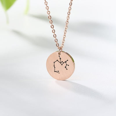 Constellation Jewelry Daisies Zodiac Necklace Women Stainless Steel Virgo Libra Scorpio Sagittarius Capricorn Aquarius Collares