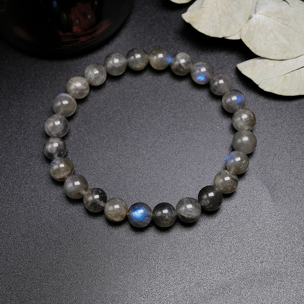 Natural AAA Grey Labradorite Stone Bracelet Rainbow Light Beads Bracelets Handmade DIY Jewelry for Woman Men Gift