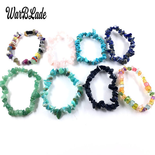 Natural Stone Bracelets for Women Strand Chips Nugget Clear Quartz Power Stone Opal Moonstone Beads Charkra Bracelet Wristband