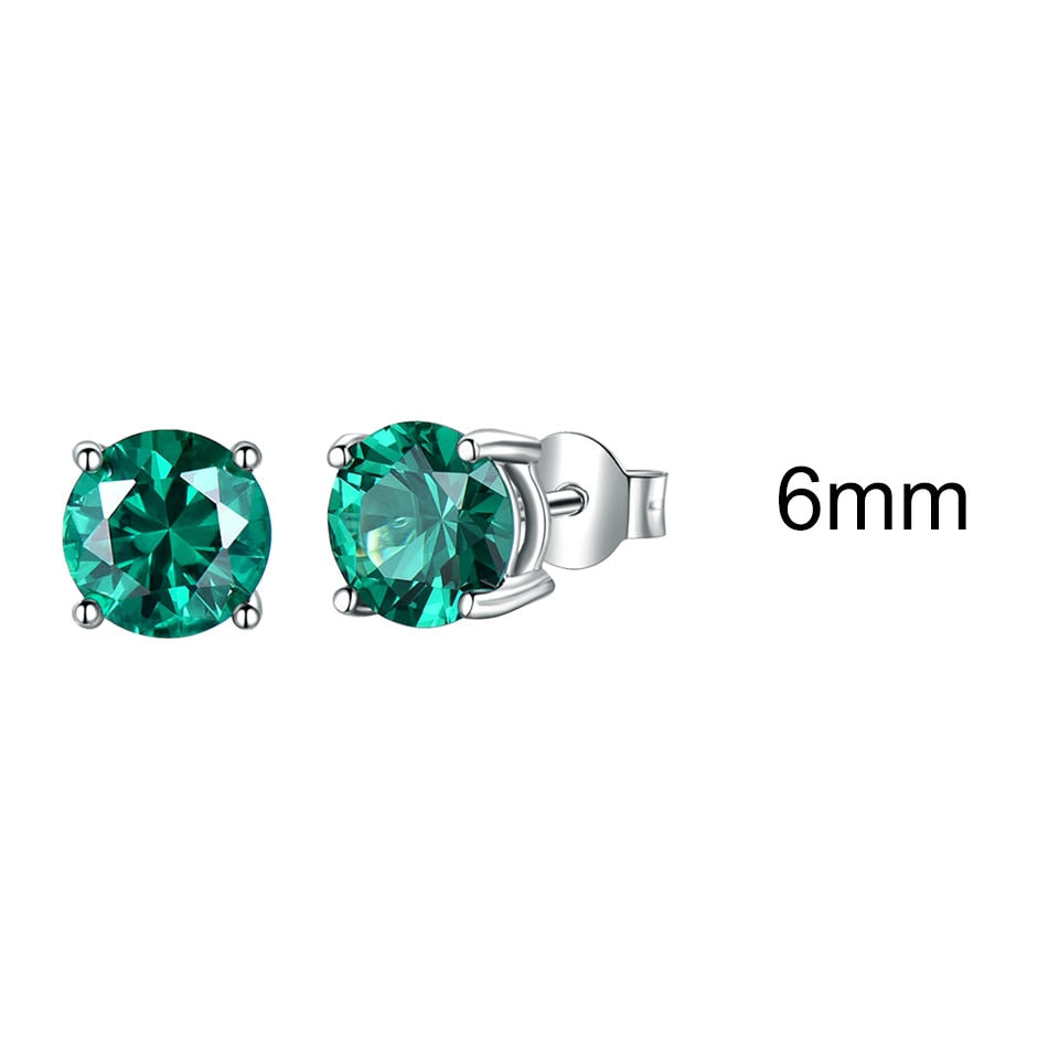 UMCHO Solid 925 Sterling Silver Emerald Gemstone Stud Earrings for Women Engagement Wedding Valentine&#39;s Day Gift Classic Jewelry