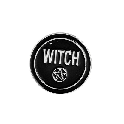 Punk Trendy WITCH kitty enamel pin triple moon pentacle brooch circular WITCH DO IT BETTER badge tarot card cross coffin jewelry