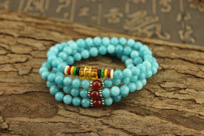 Chakra 108 Blue Amazonite stone Bracelet Yoga Meditation Multilayer Natural Stone Energy Bracelet For Women and Men