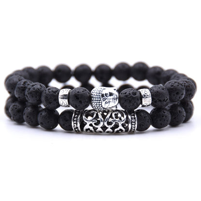 NCRORCN  Men Women Beads Bracelet Beaded Black Lava Stone Prayer Beads Buddha Bracelet sets for Women and Mens Pulseras