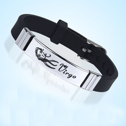 12 Zodiac Sign Bracelet for Men Women Stainless Steel Clasps Zodiac Silicone Bracelet Men Women Couple Bracelets