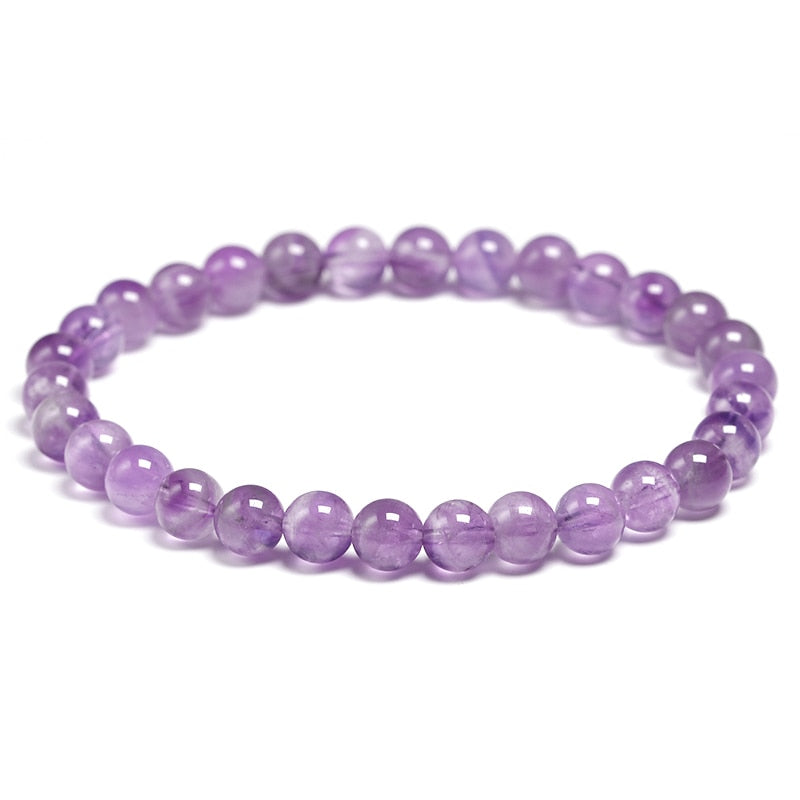 Natural Dream Amethysts Quartz Energy Light Purple GemStone Bracelet Women Beaded Stretch Bracelet Energy Gift Jewelry