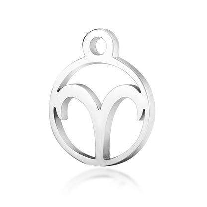 10pcs/lot Stainless Steel Laser Cutting 12 Zodiac Sign Charms Horoscope Icon DIY Metal Pendant for Jewelry Making