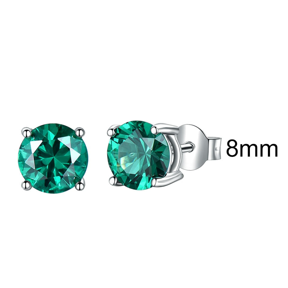 UMCHO Solid 925 Sterling Silver Emerald Gemstone Stud Earrings for Women Engagement Wedding Valentine&#39;s Day Gift Classic Jewelry