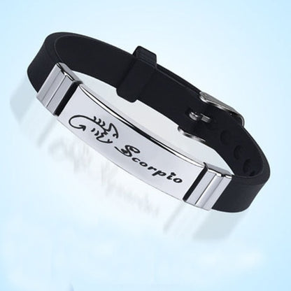 12 Zodiac Sign Bracelet for Men Women Stainless Steel Clasps Zodiac Silicone Bracelet Men Women Couple Bracelets