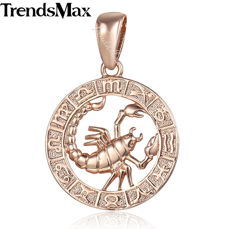 Frauen Männer Skorpion Sternzeichen Halskette 585 Rose Gold Farbe Anhänger Halskette Mode Schmuck Geschenke Großhandel GP278D