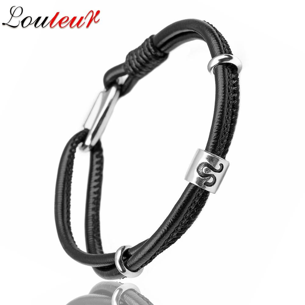 Mens Genuine Constellation Bracelet Leather Bracelet for Men Bracelet Aquarius/Virgo/Scorpio/Libra 12 Zodiac Signs Bracelet