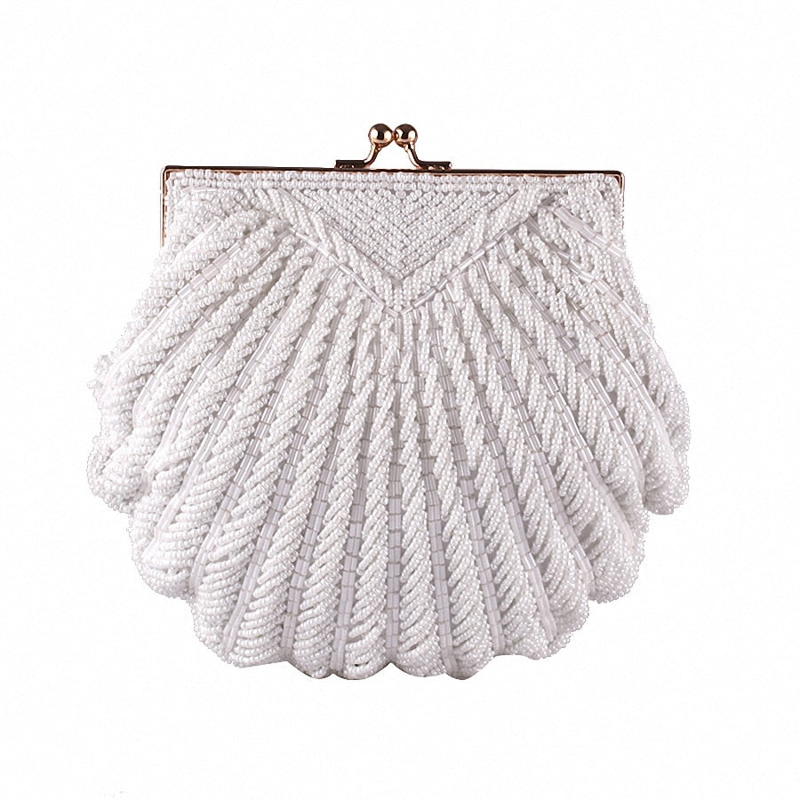 Evening Bags Women Clutch Bags Evening Clutch Bags Wedding Bridal Handbag Pearl Beaded Fashion Shell Chain Party Bags LI-383