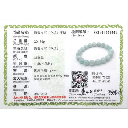 Natural Aquamarine Bracelet Single Circle Bracelet Men Women Jewelry 6 8 10mm Beads Romantic Casual Gemstone Yoga Bracelet