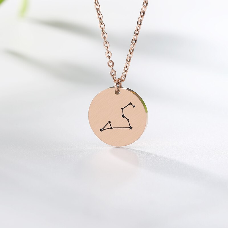 Constellation Jewelry Daisies Zodiac Necklace Women Stainless Steel Virgo Libra Scorpio Sagittarius Capricorn Aquarius Collares