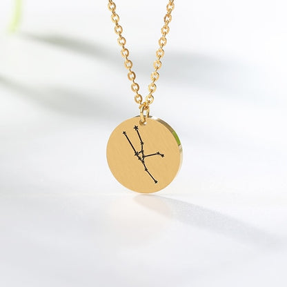 Constellation Jewelry Daisies Zodiac Necklace Women Stainless Steel Virgo Libra Scorpio Sagittarius Capricorn Aquarius Collares