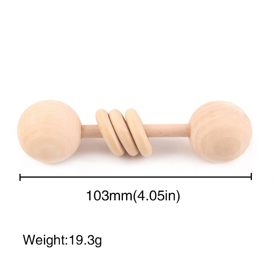 1PC Wooden Teether Rattle Montessori Activity Gym Toys Wooden Blank Ring Teething Toys Baby Nursing Gifts Toys Children'S Goods