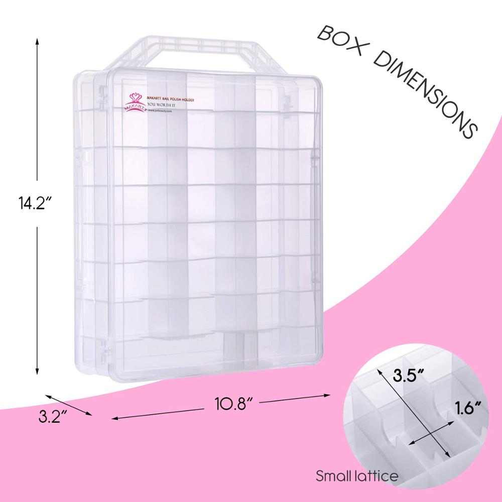 Universal Clear Nail Polish Organizer Holder for 48 Bottles with Adjustable Compartments Portable MAKARTT Nail Polish Case