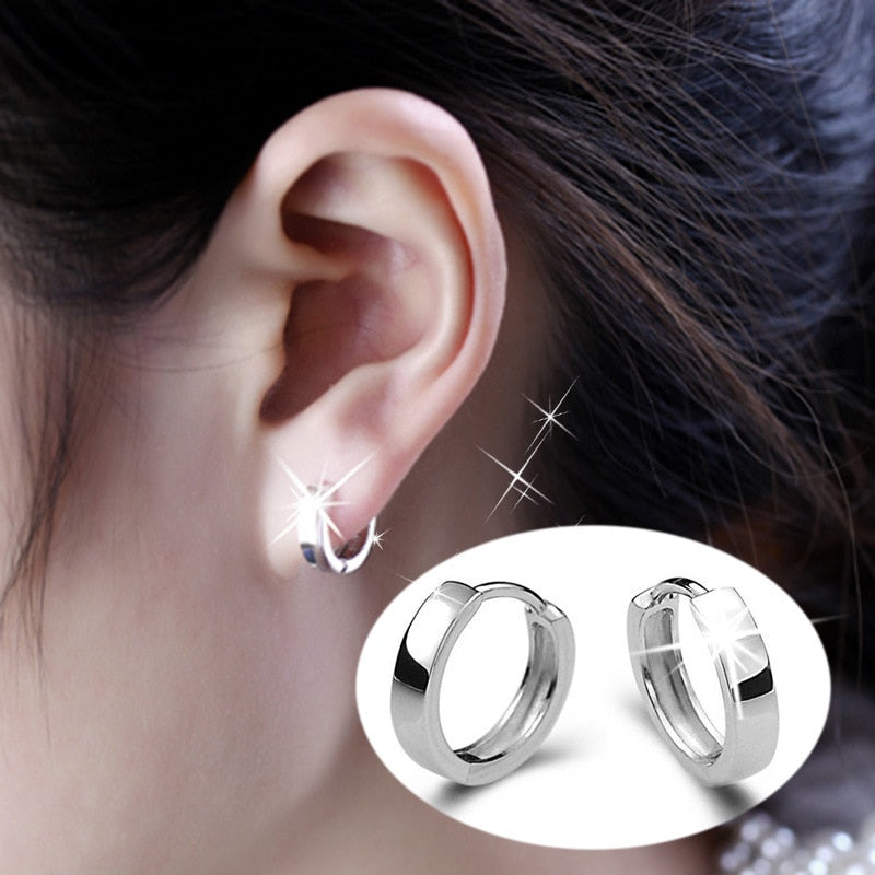 XIYANIKE Silver Color  Smooth Men And Women Models Silver Earring For Women Earring Sterling-silver-jewelry Brinco VES6390