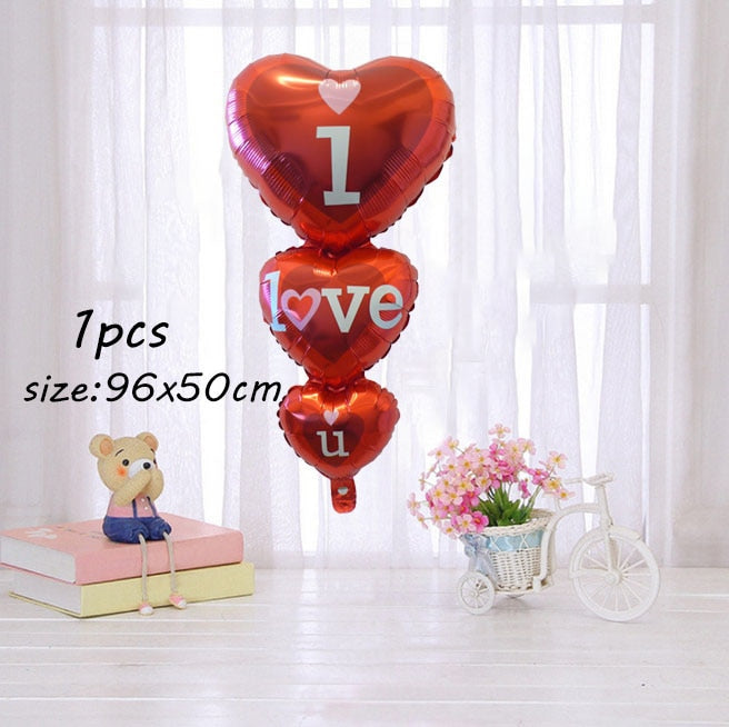 MMQWEC 1pc Red Love Balloons Love Foil Letters Balloon I Love You Heart Baloon Valentine&#39;s Day Marriage Wedding Party Decoration