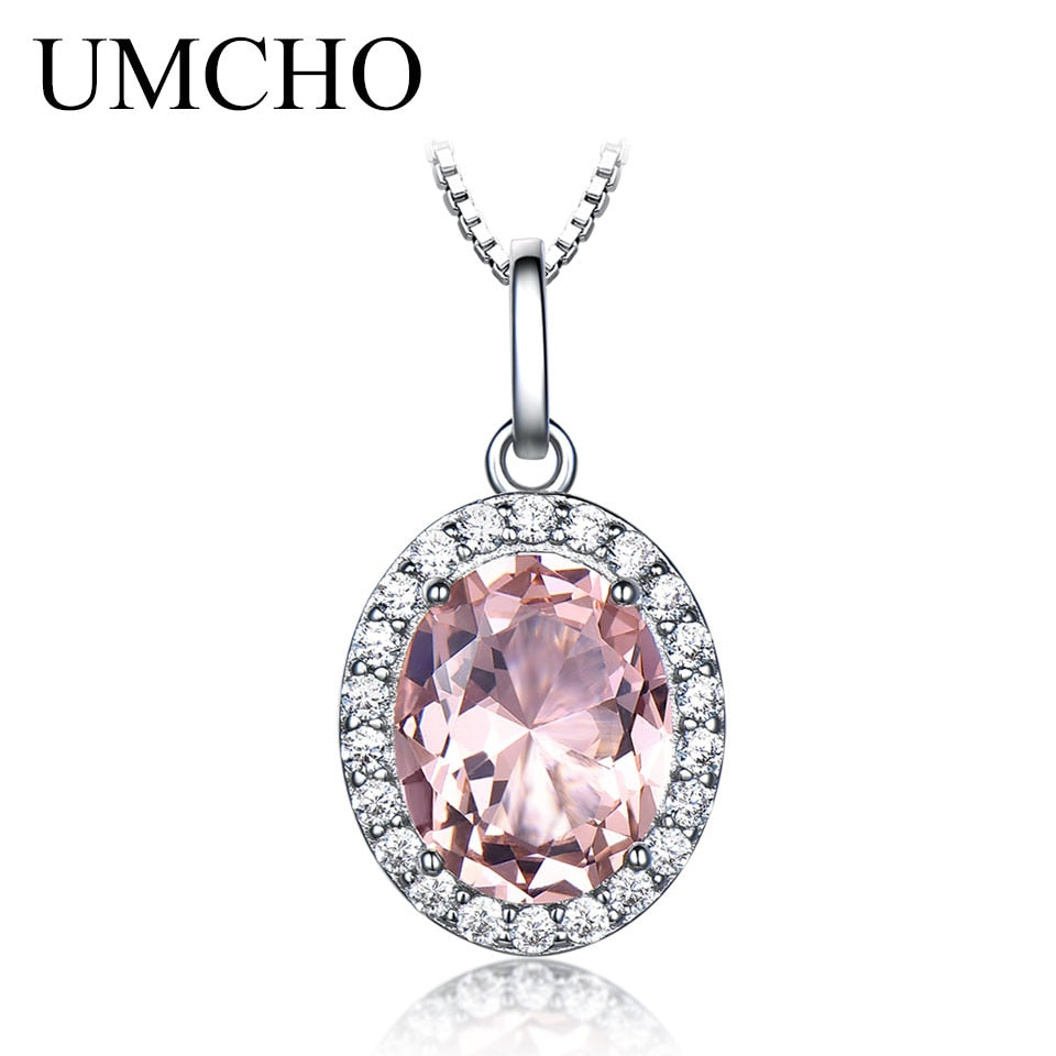 UMCHO Sky Blue Topaz Gemstone Pendants Necklaces for Women 925 Sterling Sliver Oval Romantic Wedding Gift Valentine's Jewelry