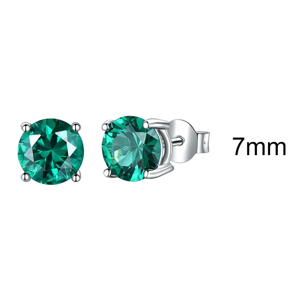 UMCHO Solid 925 Sterling Silver Emerald Gemstone Stud Earrings for Women Engagement Wedding Valentine&#39;s Day Gift Classic Jewelry