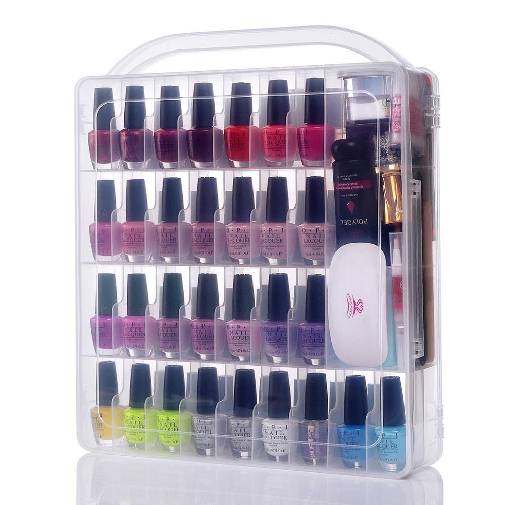 Makartt Professional Nail Polish Holder Organizer for 48 / 60 Bottles with Large Separate Compartment for Tools Storage Box