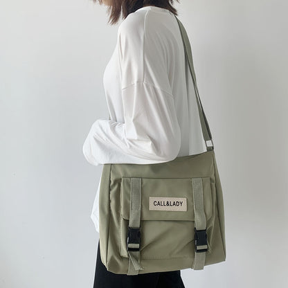 Fashion Classic Simple Messenger Bag Women&#39;s South Korea Chic Postman Bag Lady Student Nylon Waterproof Canvas Schoolbag