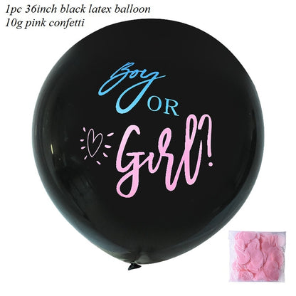 1pc 36inch Boy or Girl Balloon Black Latex Ballon with Confetti Gender Reveal Globos Baby Shower Gender Reveal Party Decoration