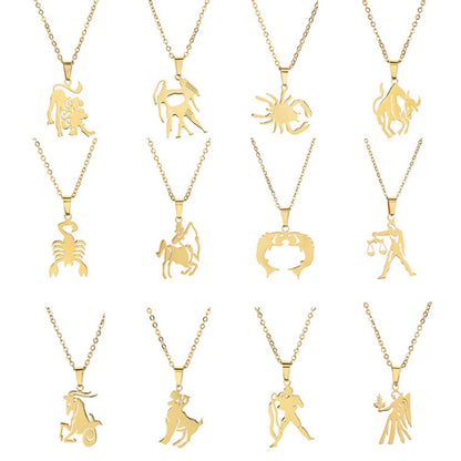 Women&#39;s 12 Horoscope Zodiac Sign Gold Silver Color Pendant Necklace Aries Leo Wholesale Dropshipping 12 Constellations Jewelry