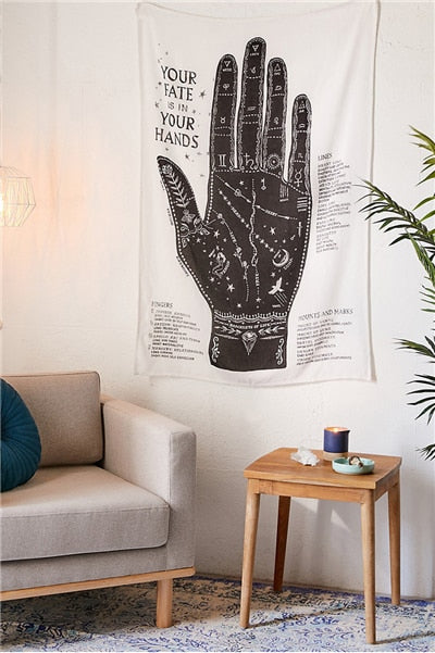 Palmistry Tapestry Wall Hanging Pink Coffee Tarot Trippy Tapiz Wall Carpet Boho Decor Ouija Witchcraft Wall Cloth Tapestries Rug