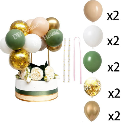 10pcs/Set 5 Inch Balloon Cake Topper Rose Gold Balloon Cake Toppers for Baby Shower Birthday Party Wedding Decorations