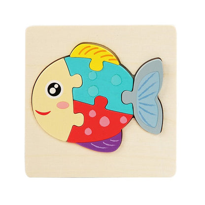 New Cartoon 3D Puzzle Wooden Toys for Kids Gift Animal Traffic Preschool Montessori Educational Toys for Children Boys Girls