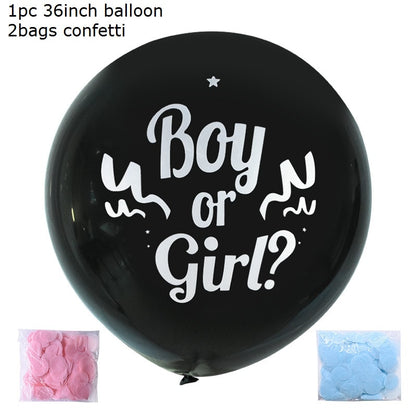 1pc 36inch Boy or Girl Balloon Black Latex Ballon with Confetti Gender Reveal Globos Baby Shower Gender Reveal Party Decoration