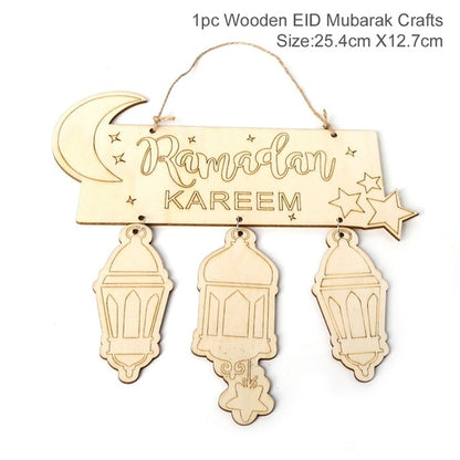 EID Mubarak Banner Balloon Wooden Pendant Ramadan Decoration Islam Muslim Party Decor Eid Al Adha Ramadan And Eid Ramadan Kareem