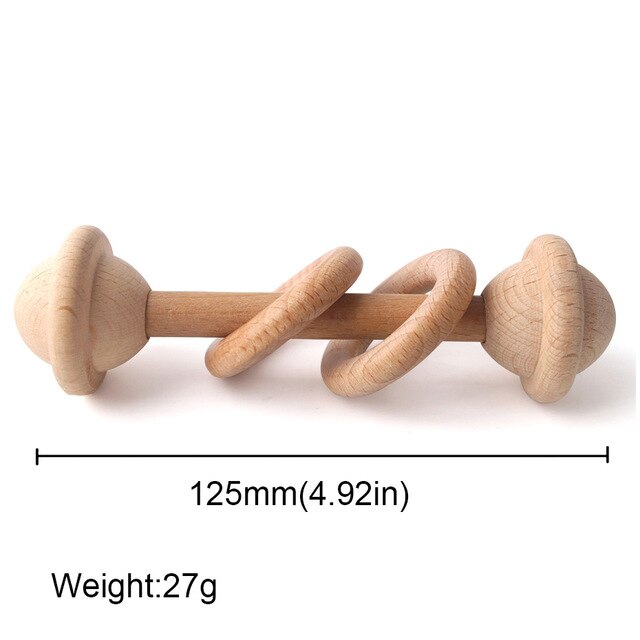 1PC Wooden Teether Rattle Montessori Activity Gym Toys Wooden Blank Ring Teething Toys Baby Nursing Gifts Toys Children'S Goods