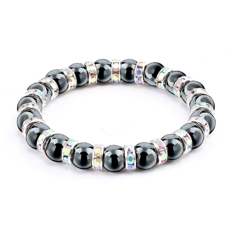 Natural Hematite Beads Bracelets Men No-Magnetic Health Protection Women Jewelry Charm Crystal Stone Stretch Bracelet &amp; Bangle