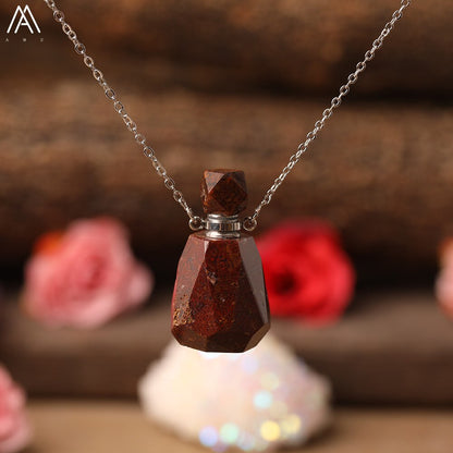 Natural Purple Agates Smoky Color Quartz Rainbow Fluorite Stone Gold Perfume Bottle Pendant For Necklace Making Women Jewelry