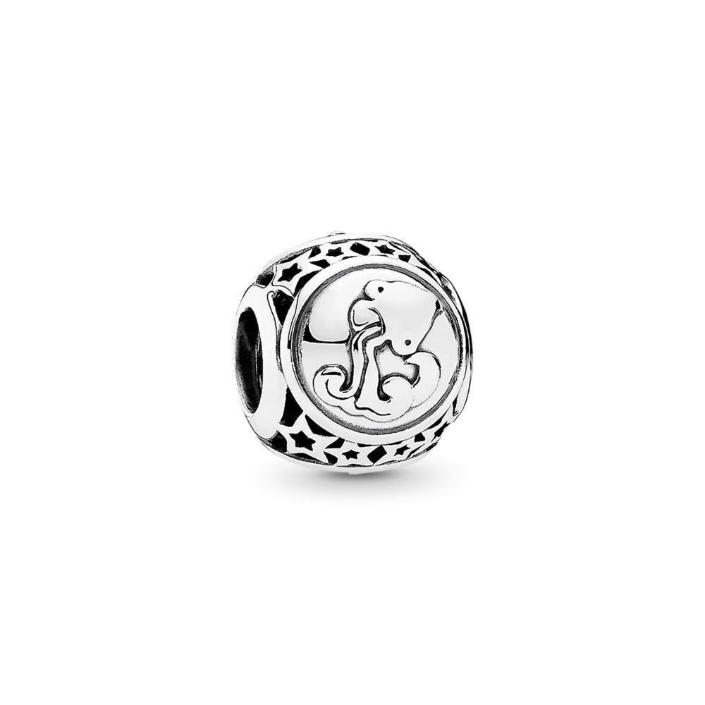 Original 925 Sterling Silver Bead Charm Libra Leo Star Sign Charms 12 Zodiac Constellation Fit Pandora Bracelets Women Jewelry