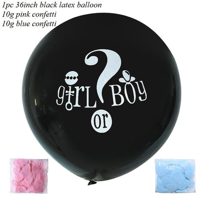 1pc 36inch Boy or Girl Balloon Black Latex Ballon with Confetti Gender Reveal Globos Baby Shower Gender Reveal Party Decoration