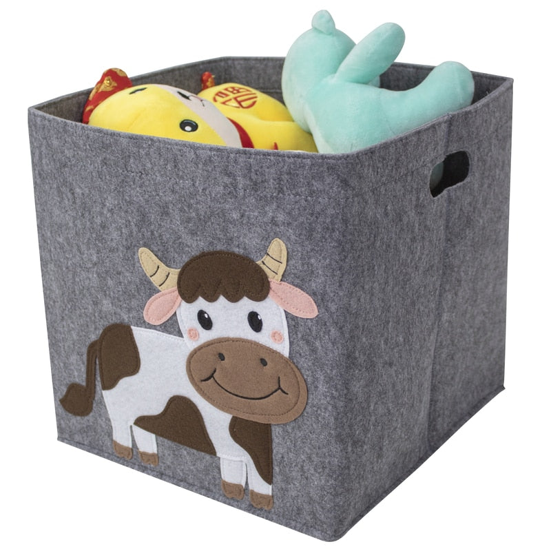 2022 New Cube Folding Thickened Felt Fabric Storage Box For Cartoon Toys Organizer Home Laundry Basket Clothes Storage Basket