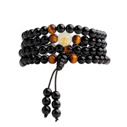 6/8mm Luminous Obsidian Bracelet Yoga Black Onyx Men Women 108 Buddha Beads Men Women Charm Tiger's Eye Bracelet Jewelry