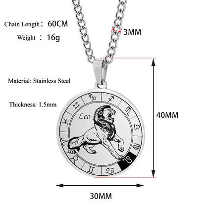 VNISTAR 316 Stainless Steel Zodiac Pendant Necklace Wholesale Men Women Horocope Jewelry Dropshipping Never Fade Constellation