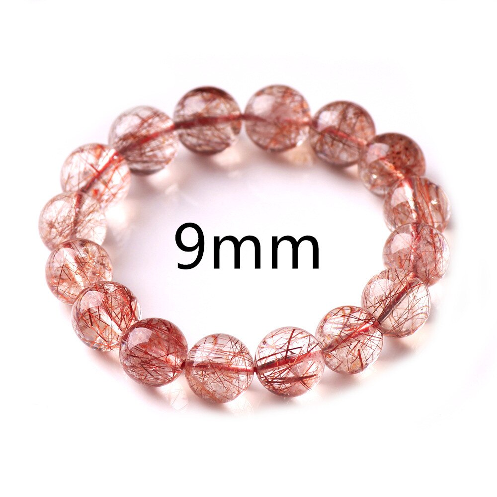 Natural Red Hair Rutilated Bracelet Jewelry Woman Man Clear Round Beads Stone Stretch AAAAA 7mm 8mm 9mm 10mm12mm 14mm