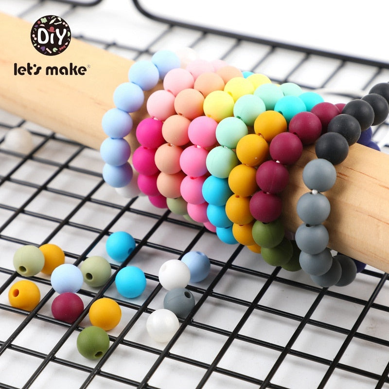 9mm 50pc Silicone Beads Round Baby Teether Eco-friendly BPA Free Baby Teething Pacifier Chain Bead silicone rodents Let&#39;s Make