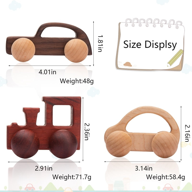 1pc Organic Beech Wooden Car For Babies BPA Free Montessori Toys Wooden Rattle Brain Game Toys Handmade Crafts Gift Child Block